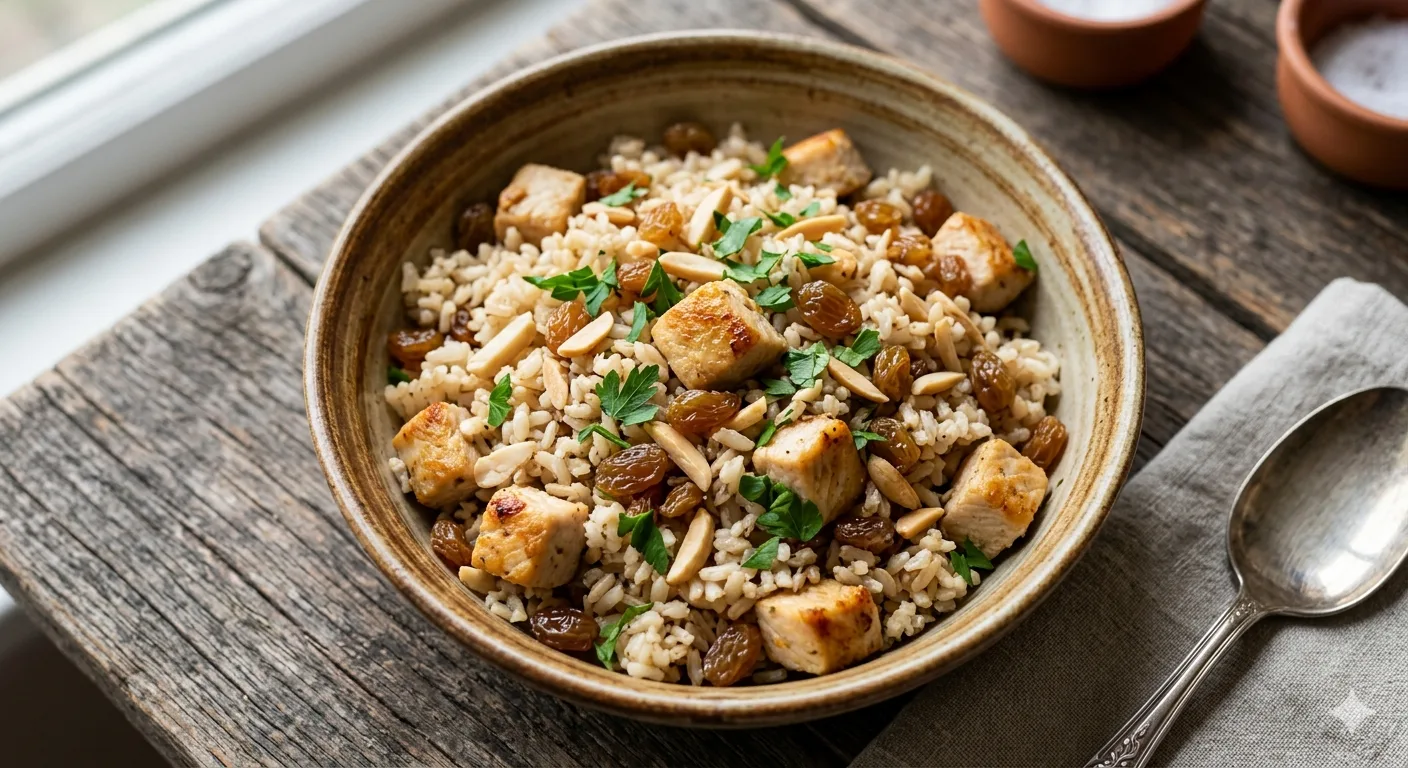 Roz bel Khalta (Rice with Turkey & Nuts)